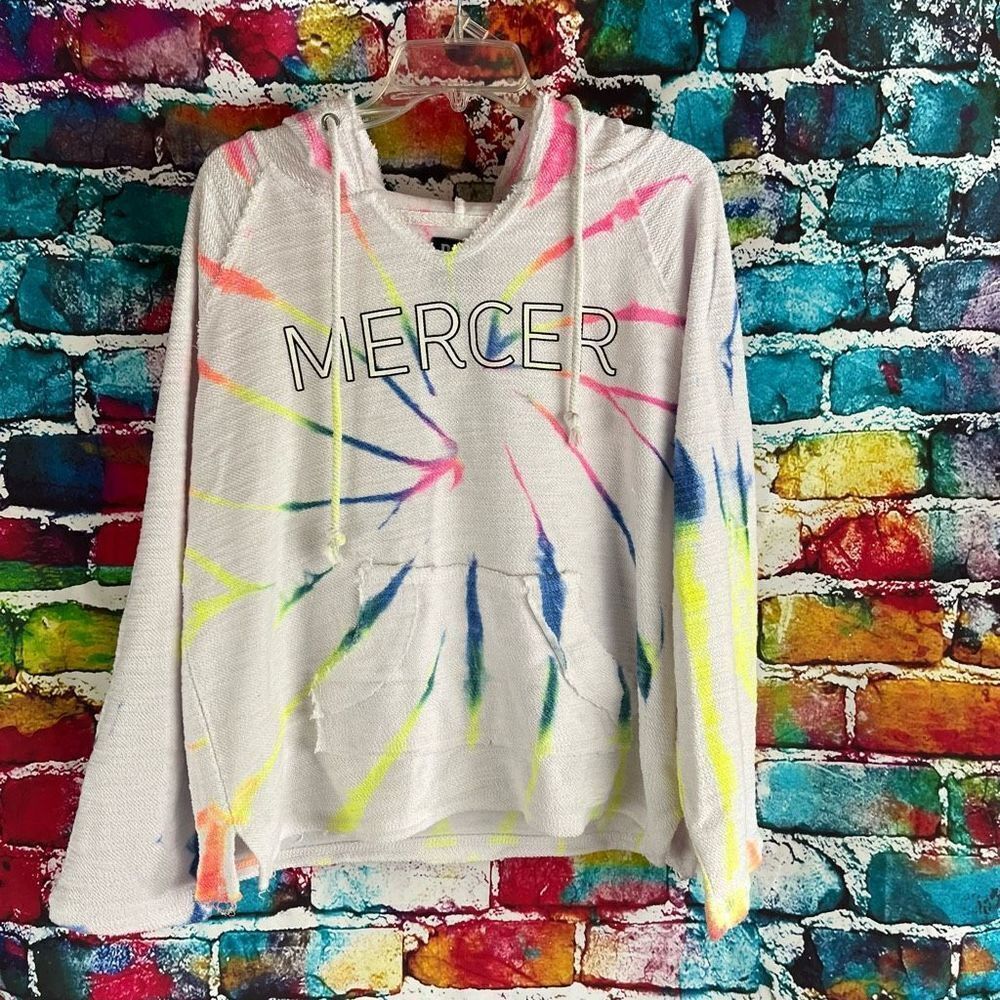 Pop Surf Mercer Beach Tie Dye Distressed Pullover Hoodie Hooded Sweatshirt XL